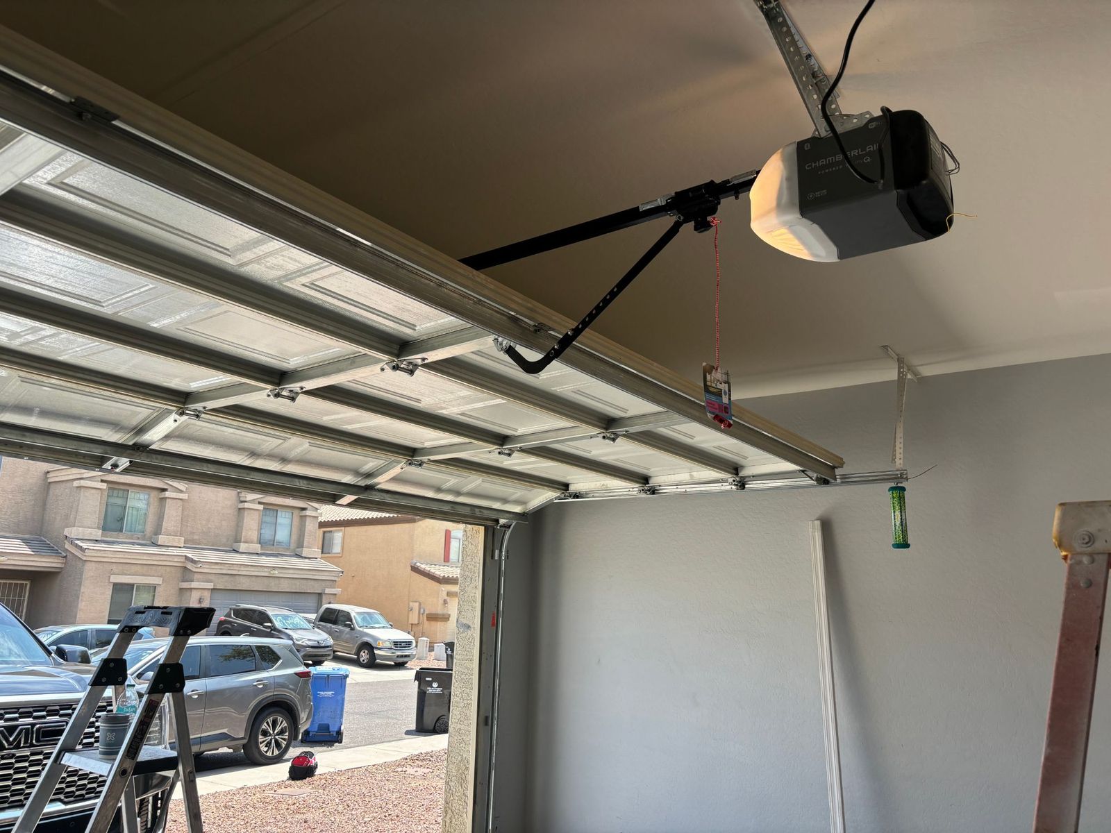 Chamberlain myQ garage door opener installed in a Phoenix garage.